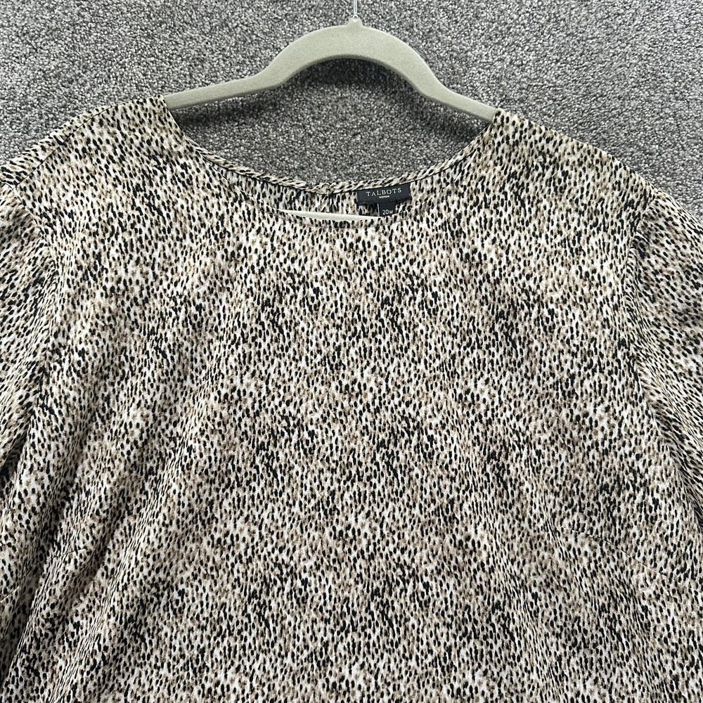 Talbots Blouse Top Women 20W Animal Print Short Sleeve‎ Lightweight Polyester - Picture 3 of 10